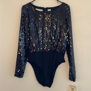Vintage Dana Buchanan NWT Black sequin body suit